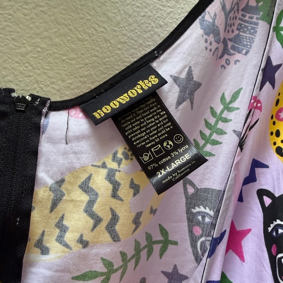 Nooworks Pocket Hastings Misty Mini Dress Tiger Mushroom Monstera Jungle 2X - Picture 5 of 7